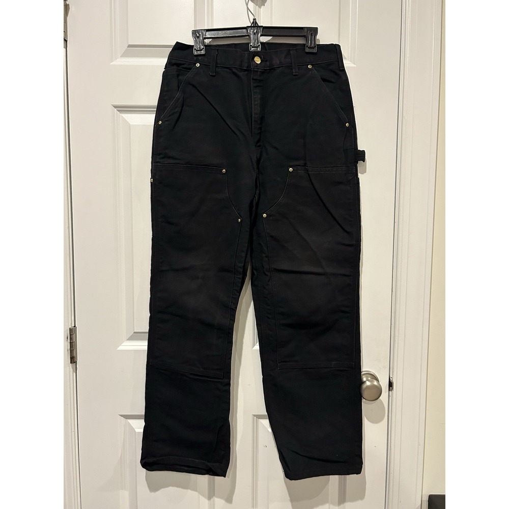 Carhartt B01 BLK Double Knee Work Pants Black 34x30 Loose Original Fit USA Made